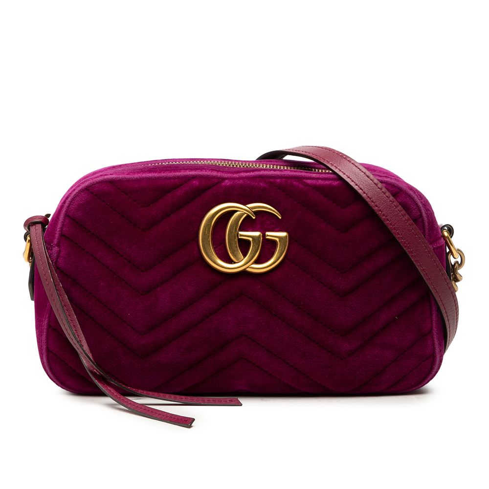 Pre-Loved Gucci Small GG Marmont Matelasse Velvet Crossbody
